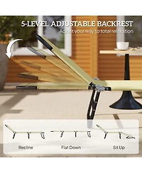 Outsunny Portable Outdoor Sun Lounger, Lightweight Folding Chaise Lounge Chair w/ 5-Position Adjustable Backrest for Beach, Poolside and Patio