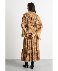 Warehouse Women's Romantic Chiffon Sleeve Midaxi Dress