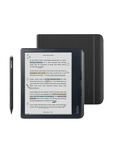Kobo Libra Colour eReader with Notebook SleepCover Case and Stylus Bundle
