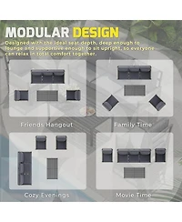 Aecojoy Aluminum Patio Furniture Set 5/4 Seats Outdoor Sectional Couch with Table