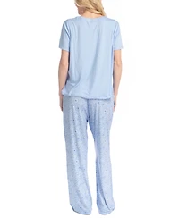 Muk Luks Women's Artistic Garden Round Neck Top and Ankle Pants