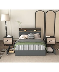Lucky One Queen Bed Frame with 4 Storage Drawers