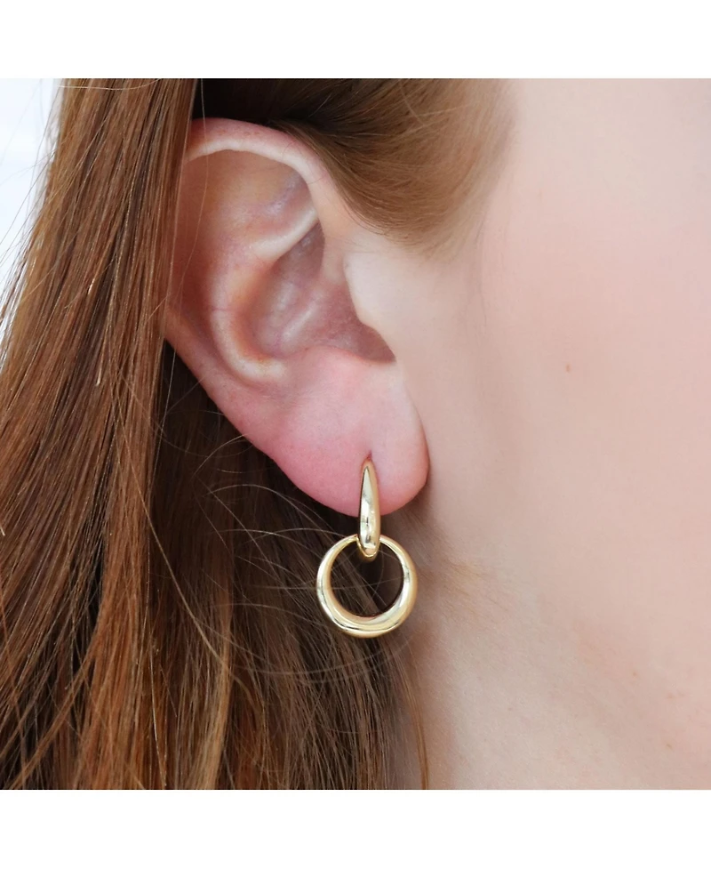The Lovery Double Round Link Drop Earrings 14K Gold-Plated Sterling Silver