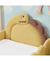 Streamdale Furniture Dino Toddler Bed w/Guardrail, Solid Wood, Boucle