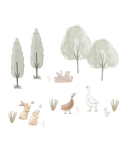 Lambs & Ivy Signature Bunny Hop Woodland Trees/Duck Wall Decals/Stickers