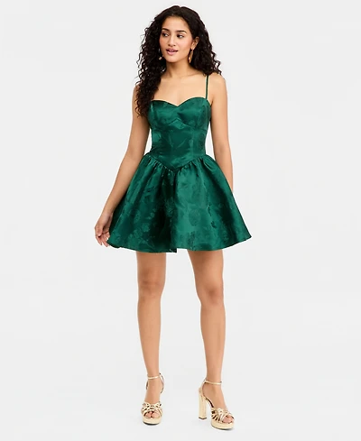 B Darlin Juniors' Jacquard Satin Fit & Flare Dress