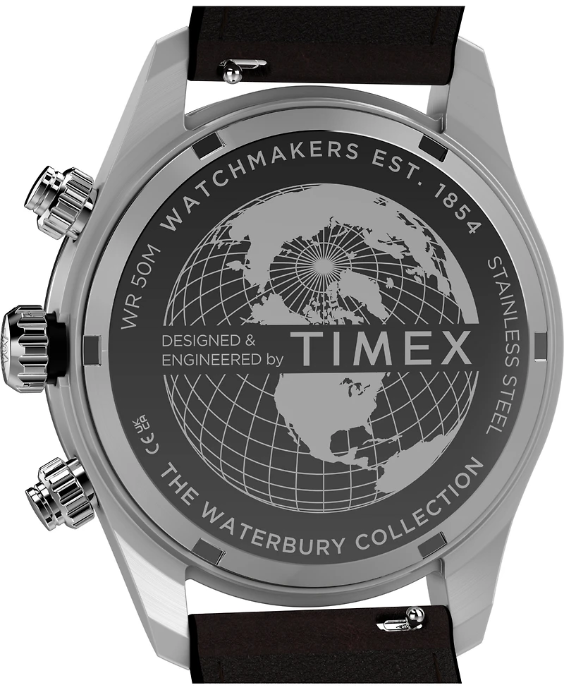 Timex Men's Quartz Chronograph Brown Leather Watch 39mm