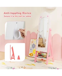 Gouun Kids Jewelry Organizer with Full-Length Mirror, Drawers and Shelves