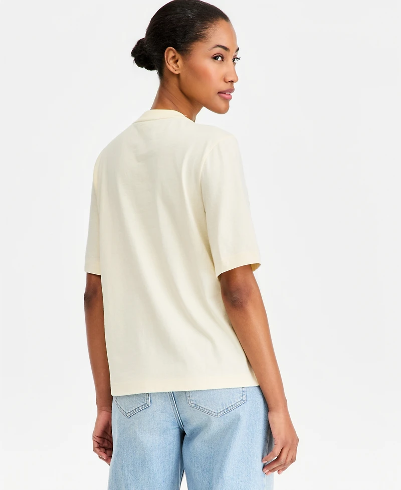 On 34th Women's Oversized Crochet Patch Cotton Jersey T-Shirt, Macy's Exclusive