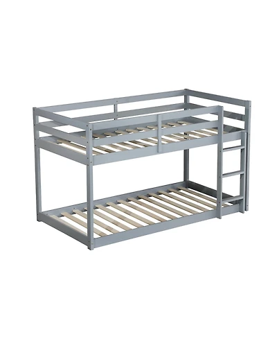 Lucky One Solid Wooden, Solid Rubber Wooden Twin over Twin Floor Bunk Bed with Ladder