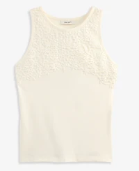 On 34th Women's High-Neck Sleeveless Lace-Trim Tank Top, Macy's Exclusive