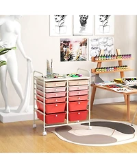 Gouun 12-Drawer Rolling Storage Cart with Lockable Casters
