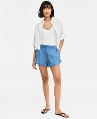 On 34th Women's Chambray Ruffled Drawstring Shorts, Macy's Exclusive