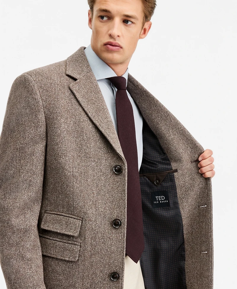 Ted by Baker Men's Modern-Fit Peerless Taupe Mix Melange Overcoats