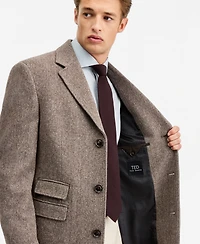 Ted by Baker Men's Modern-Fit Peerless Taupe Mix Melange Overcoats