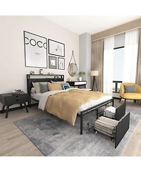 Lucky One Full Size Bed Frame with Storage Headboard and 2 Drawers