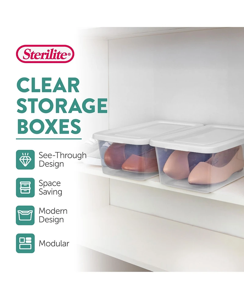 Sterilite 6 Qt Storage Box, Stackable Plastic Container, Home Organizer, 12 Pack