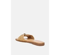 London Rag Women's Onawa Woven Strap Slip On Flats