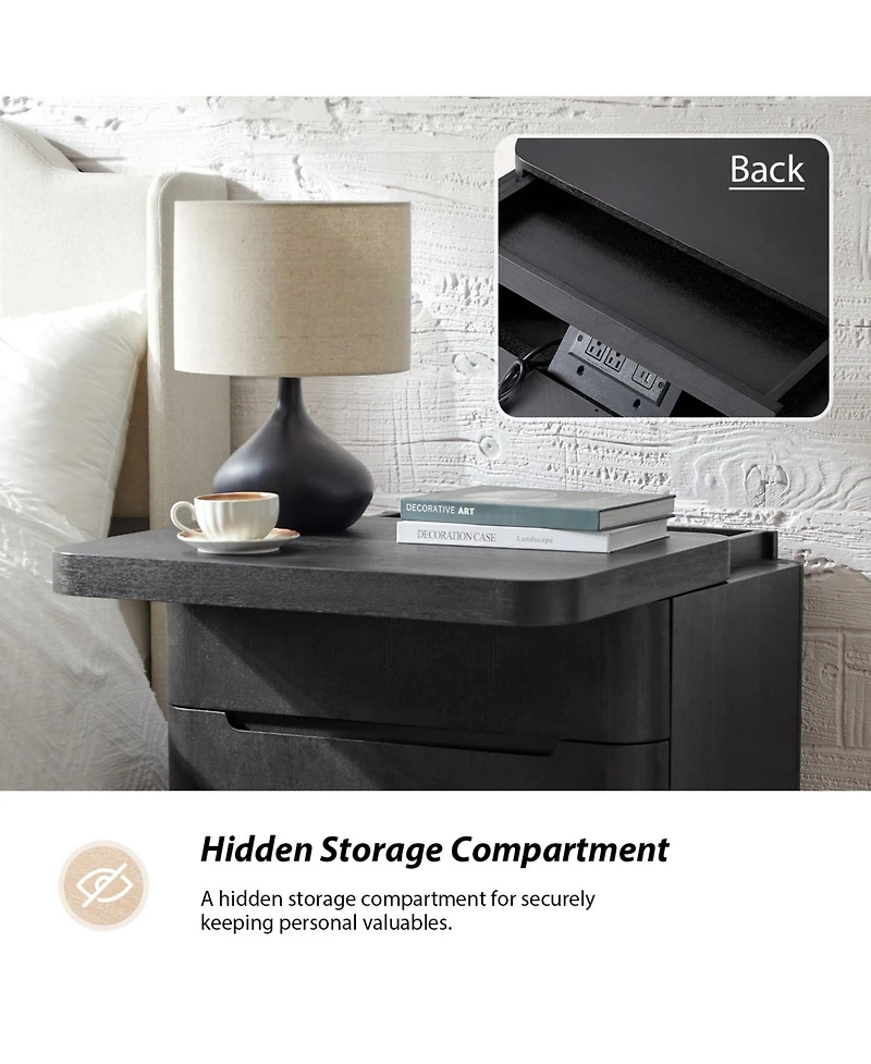 Hulala Home Waynesville Modern 25''W 3-Drawer End Table with Hidden Storage Compartment