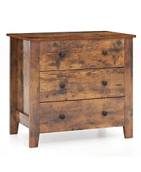 Gymax 3-Drawer Dresser 28.5'' Wide Chest of Drawers Modern Large Nightstand for Bedroom