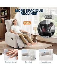 gaomon Manual Recliner Chair,360 Swivel Rocker Glider Recliner with Padded Armrests, Modern Chenille Upholstered Reclining Chair for Living Room.