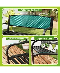 Sugift Metal Outdoor Patio Bench with High Back for 2-3-Person Seating