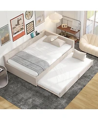 Lucky One Full Size Upholstered Platform Bed with Usb and Twin Size Trundle