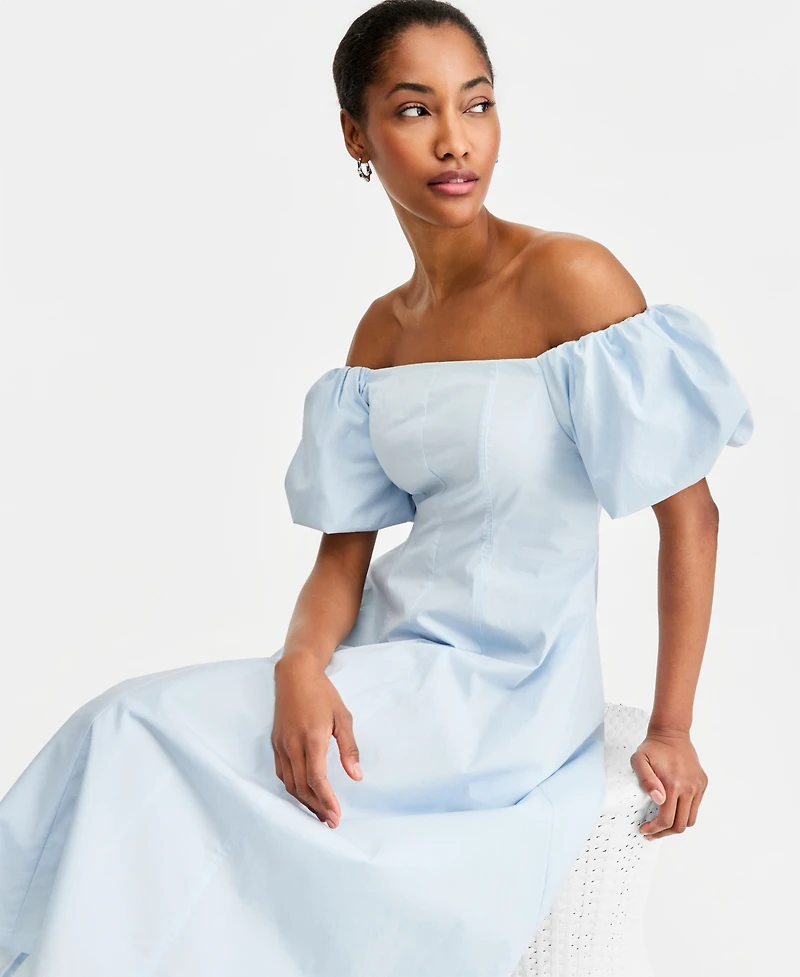 On 34th Women's Off-The-Shoulder Puff-Sleeve Midi Dress, Exclusively at Macy's