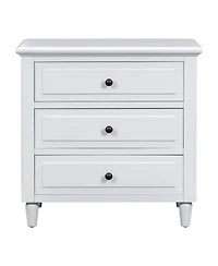 Rainsken Nightstand with 3 Drawers and Smooth Gliding Rails, Modern Wood Bedside Table with Metal Handle and Rubber Legs for Bedroom