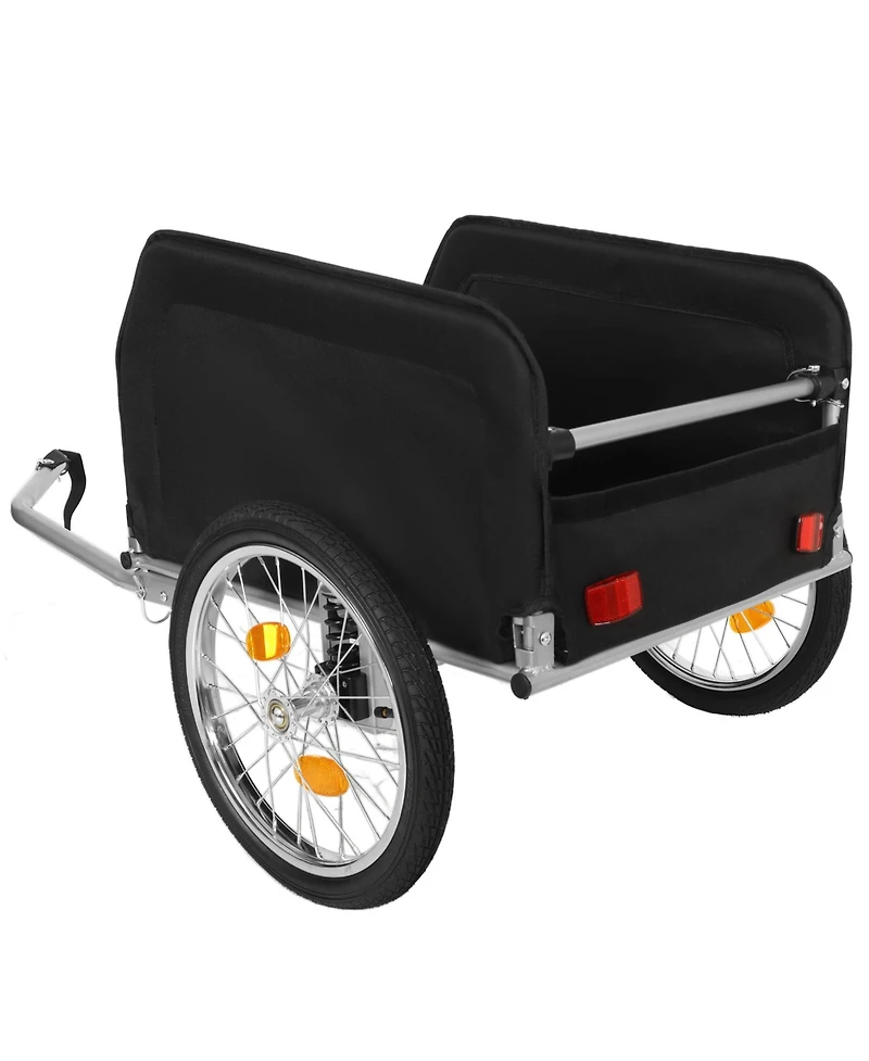 Rainsken Heavy-Duty Bike Cargo Trailer, Bicycle Storage Cart with Removable Cover, All-Terrain Wheels and Foldable Design, 88 lbs Capacity