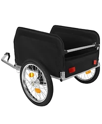 Rainsken Heavy-Duty Bike Cargo Trailer, Bicycle Storage Cart with Removable Cover, All-Terrain Wheels and Foldable Design, 88 lbs Capacity