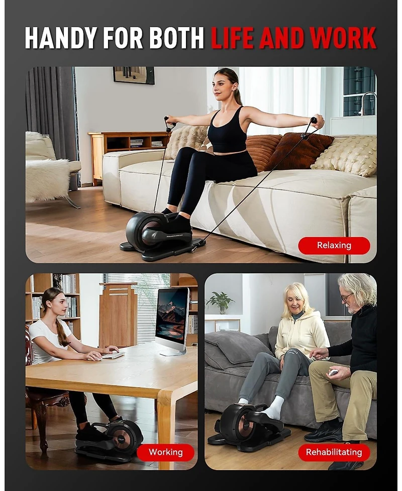 Harison Under Desk Elliptical with Lcd Display, 12-Level Speed Leg Exerciser (Hrm-E304)
