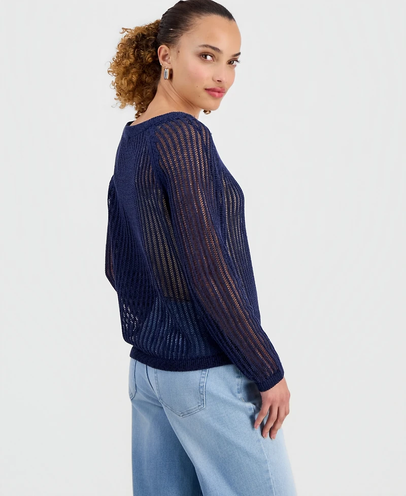 I.n.c. International Concepts Petite Open-Knit Boat-Neck Sweater, Macy's Exclusive
