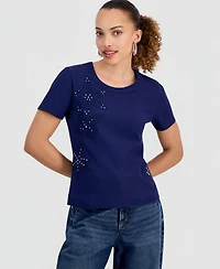 I.n.c. International Concepts Petite Crochet Embellished Top, Macy's Exclusive