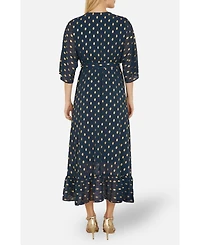 Yumi Women's Foil Print Wrap Over Dress