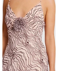 Six Stories Women's Strappy Coursage Beaded Maxi Dress