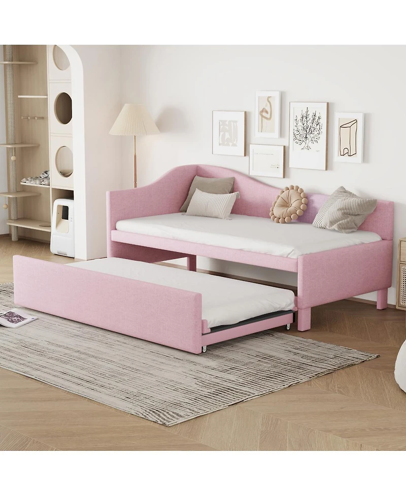 Streamdale Furniture Shaped Upholstered Daybed with Pop Up Trundle