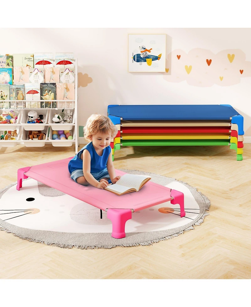 Gouun 6-Pack Stackable Kids Daycare Sleeping Cots, 53 in Portable Nap Beds