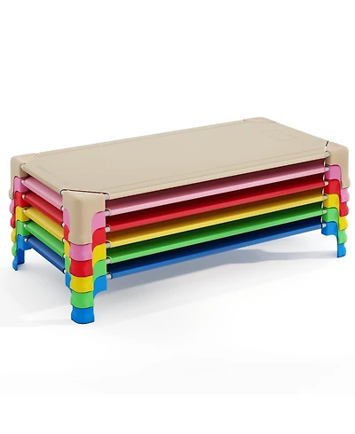 Gouun 6-Pack Stackable Kids Daycare Sleeping Cots, 53 in Portable Nap Beds