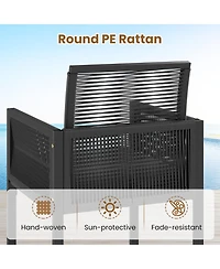 Gouun 5-Piece Outdoor Wicker Conversation Set with Chairs, Ottomans, and Table