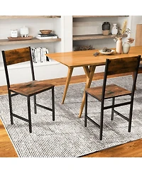 Gouun Industrial Kitchen Side Chairs Set of 2 with Metal Legs and Slanted Back