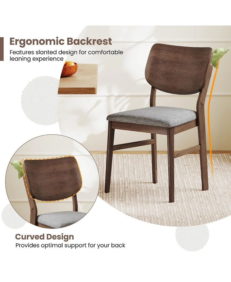 Gouun Farmhouse Upholstered Kitchen Chairs Set of 2, Linen Fabric, Rubber Wood Frame