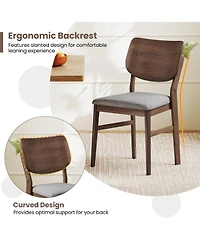 Gouun Farmhouse Upholstered Kitchen Chairs Set of 2, Linen Fabric, Rubber Wood Frame