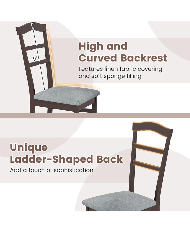 Gouun Farmhouse Linen Upholstered Dining Chairs Set of 2, Rubber Wood Frame