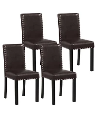 Gouun Faux Leather Upholstered Parsons Dining Chairs Set of 4 with Nailhead Trim