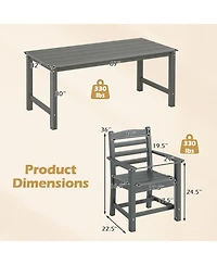Gouun 7-Piece Hdpe Outdoor Dining Set with 67 in Rectangle Table and 6 Ergonomic Armchairs