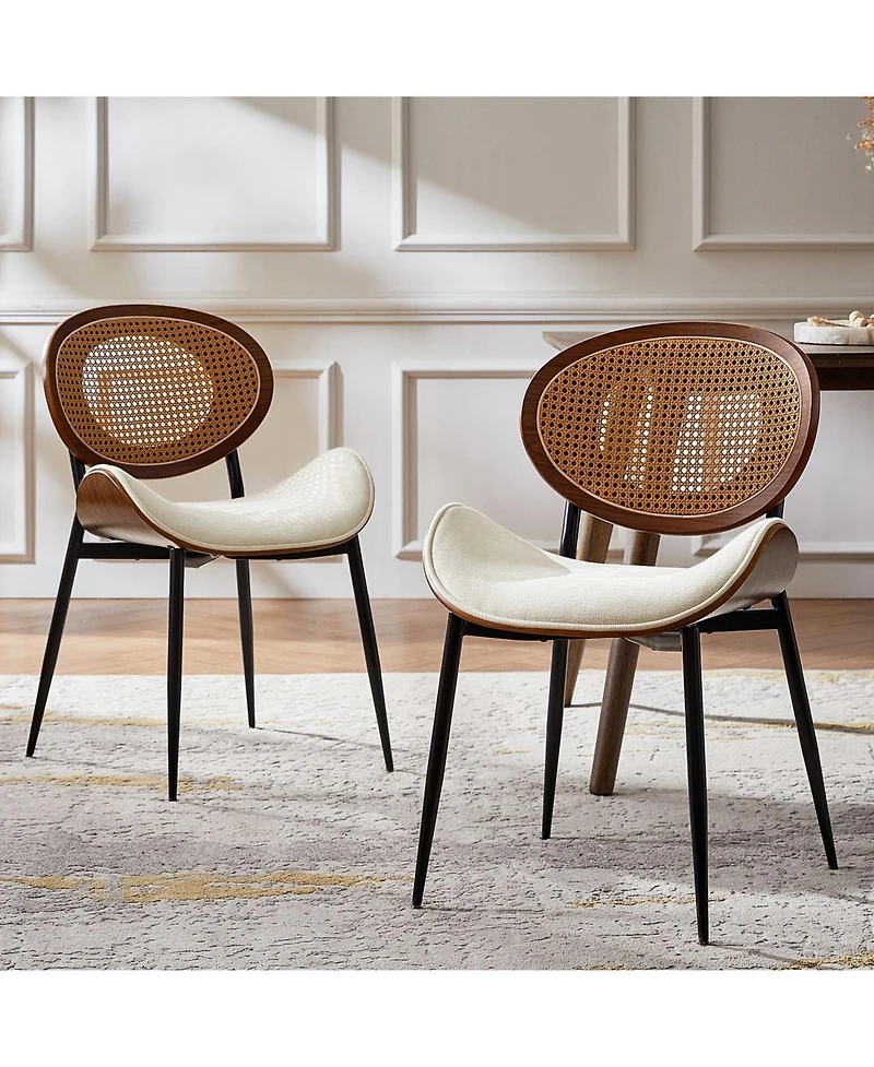Hulala Home Pateley Mid-Century Modern Rattan Dinning Chair