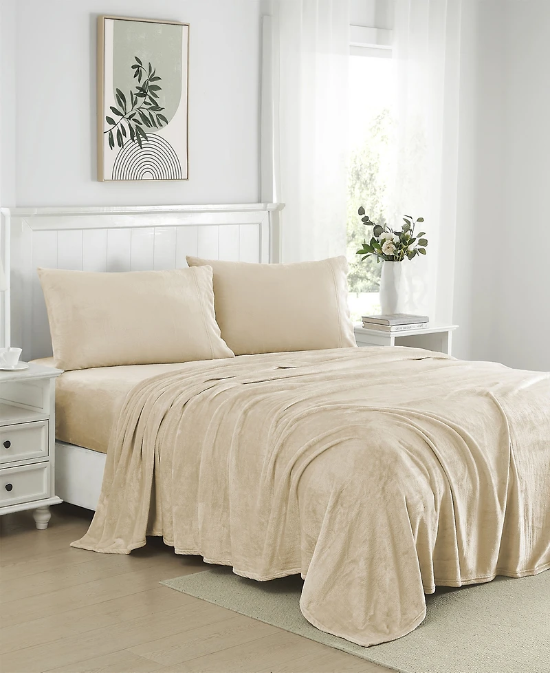 Sweet Home Collection Ultra Soft Microplush Solid Fleece -Pc. Sheet Set