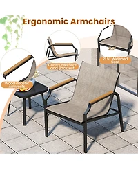 Sugift 3 Piece Outdoor Chair Set with Breathable Fabric Seat and Armrest