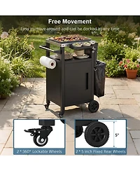 Flynama" Outdoor Grill Cart with Drop Leaf, Stainless Steel Top and Waterproof Cover